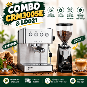 Combo máy pha cà phê CRM3005E và máy xay cà phê LD021
